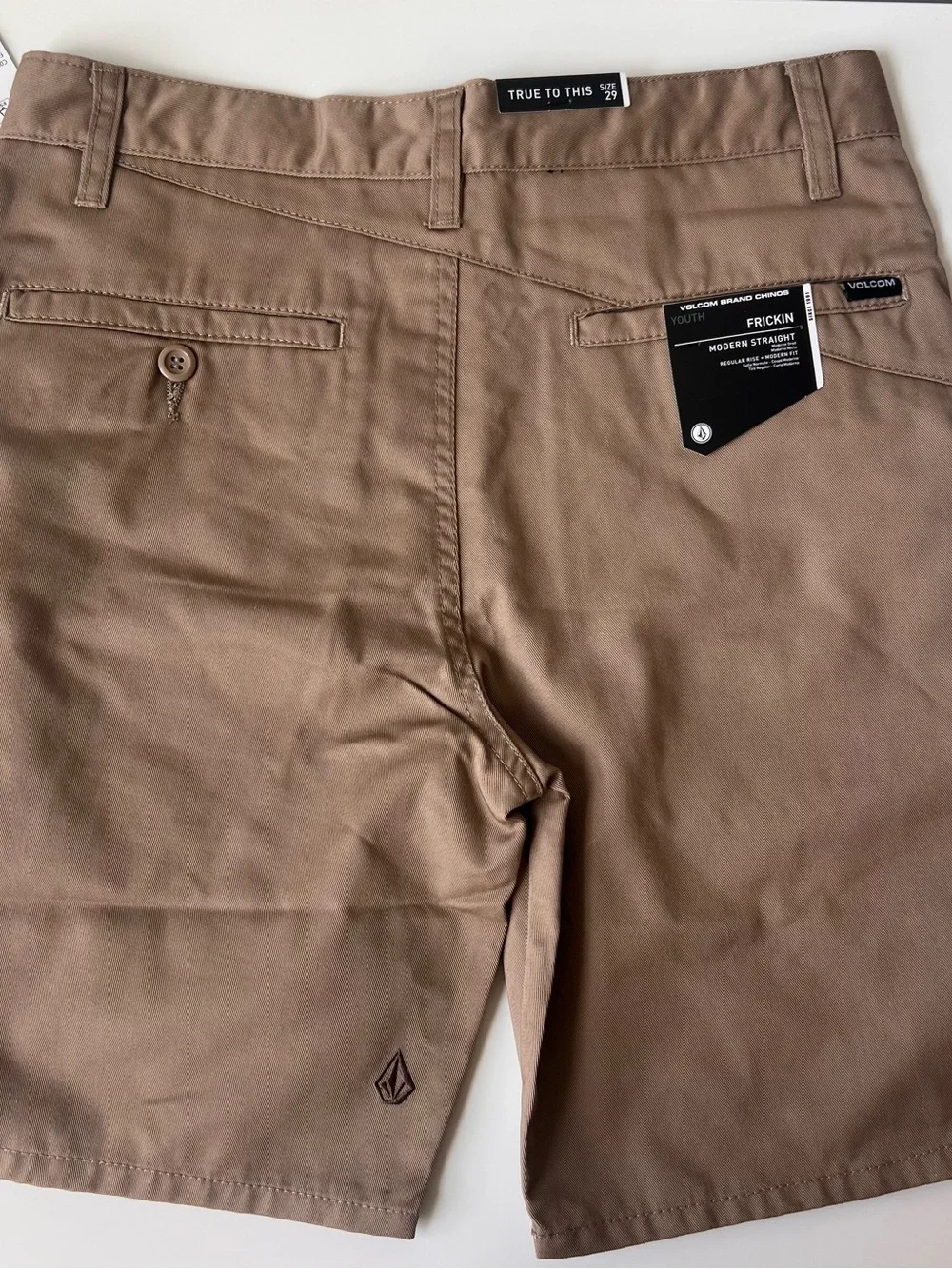 Volcom Youth Frickin Chino Shorts Size 18 / 29 Khaki NWT